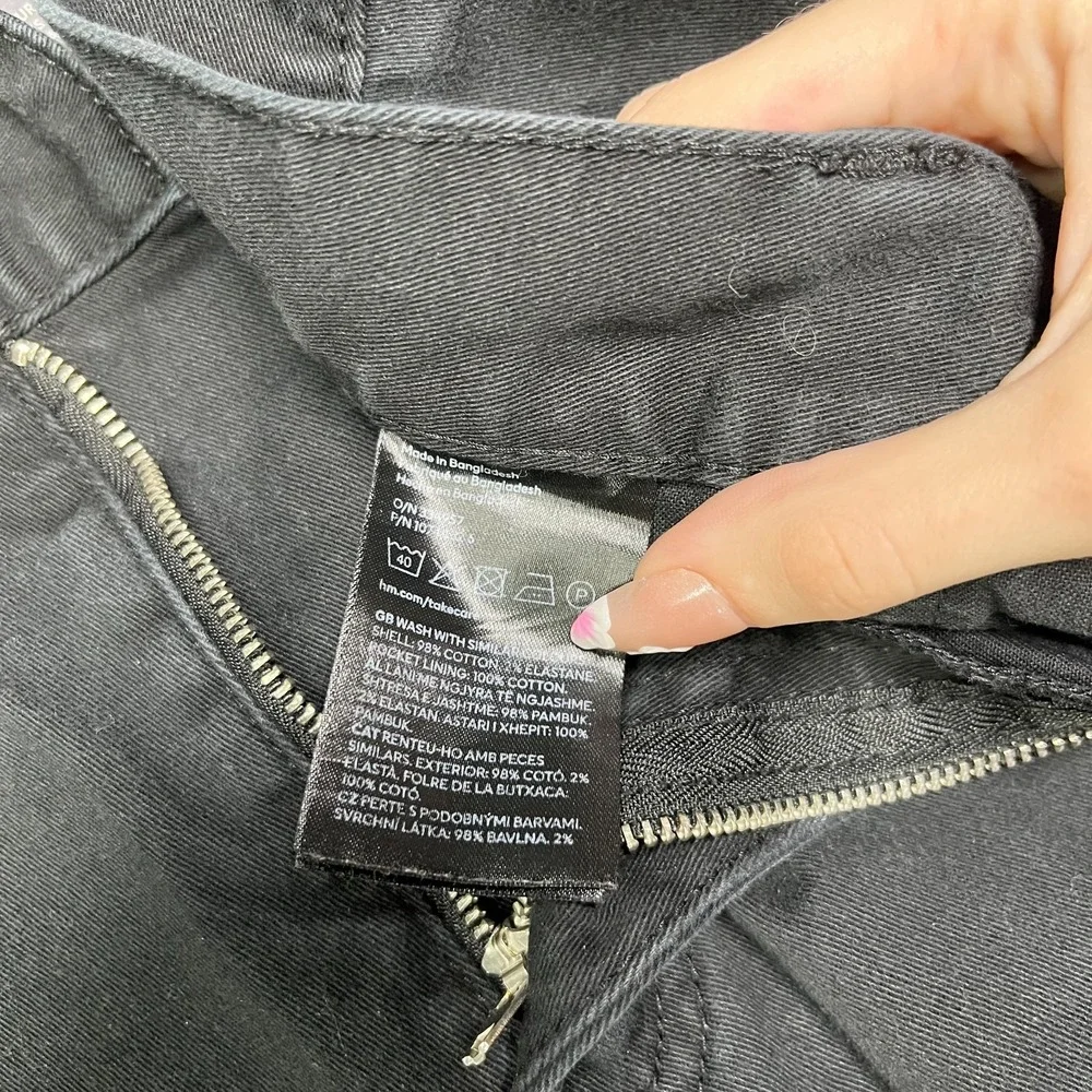 H&M Slim Fit Jeans Men's Black Denim Classic Stretch Pockets Zip Fly Y2K - 35X30